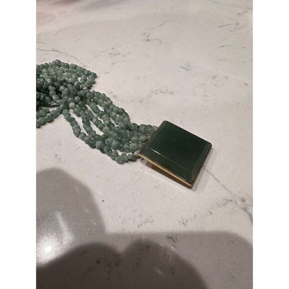 vintage aventurine stone Multi-Strand Green Bead Necklace w/ Square Back Clasp - Picture 10 of 11